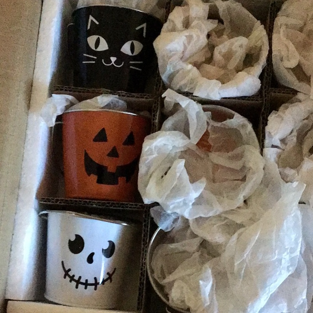 Halloween Themed Metal Buckets Set case set 24 mini 3 oz  candles